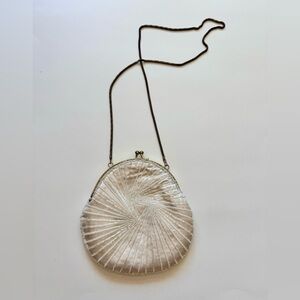 Magid Ivory Beaded Evening Shoulder Bag Purse Chain Strap Made in China  Used